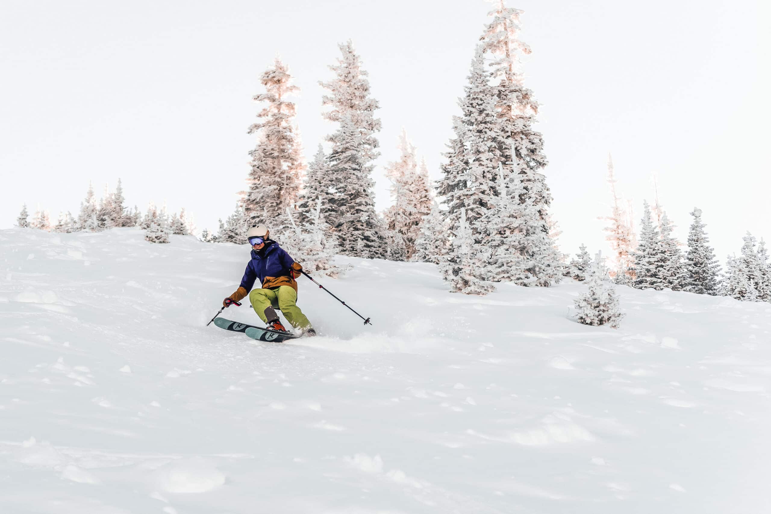 girl in powder in mountain