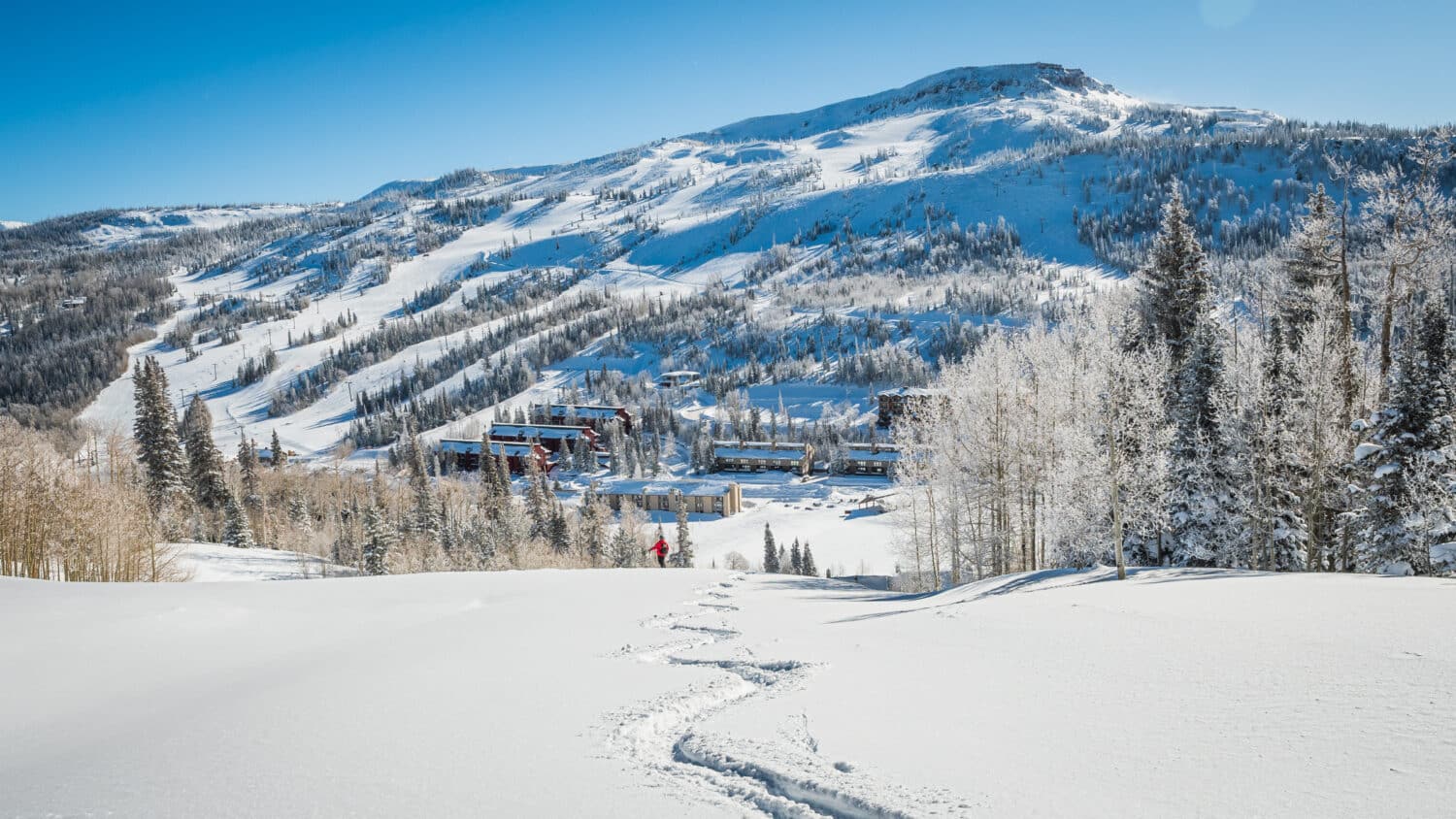 Brian Head Resort Peak view with fresh tracks