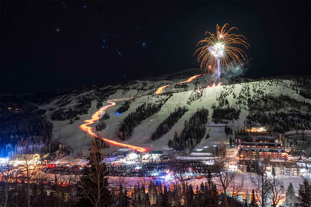 New Year's Eve Celebration with a torchlight show and fireworks display
